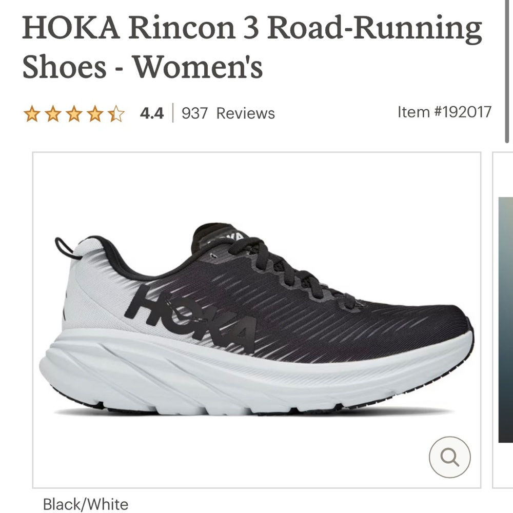 Hoka Rincon 3 - black and white. Size 8. Great condition!